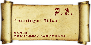 Preininger Milda névjegykártya